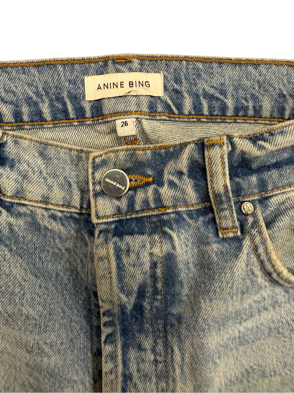 Anine Bing Light Blue Distressed Relaxed Jeans - Picture 3 of 5
